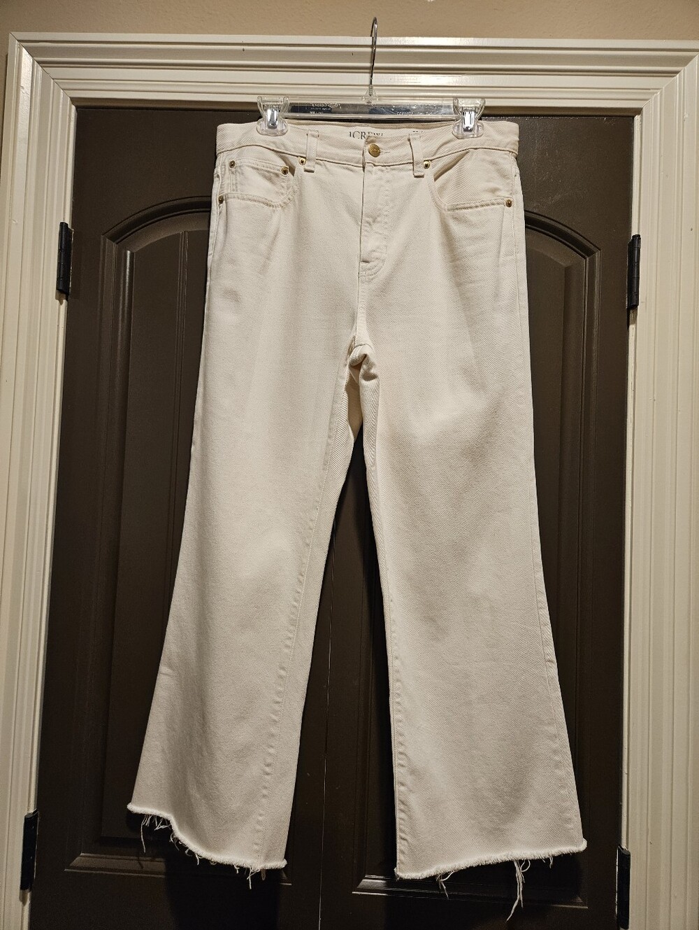 NWOT J.Crew 84 Kick Out Jeans Off White Wide Leg Denim Crop Jeans - Size 28